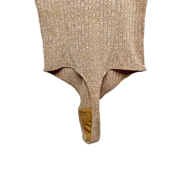 Privacy Please Tan Tie Front Women’s Cutout Thong Ribbed Bodysuit Sz S - Picture 10 of 11